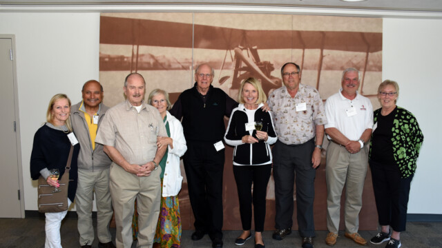 Several founding and long-time members of the Society who attended the Symposium. From left to right: Judith Cettel, James Raphael (founding member), John Whitworth (founding member), Sherry Whitworth, Kenneth Chmiel, Maggie Chmiel, Henry Stahl, Dan Hrehov, Ann Cooper.