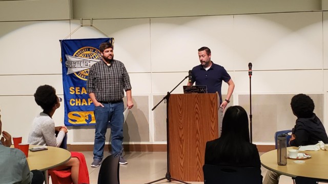 Kevin Welch and Brian Jones give the featured presentation to the students. This presentation was also given the week before at the SFTE International Symposium in Toulouse, France.